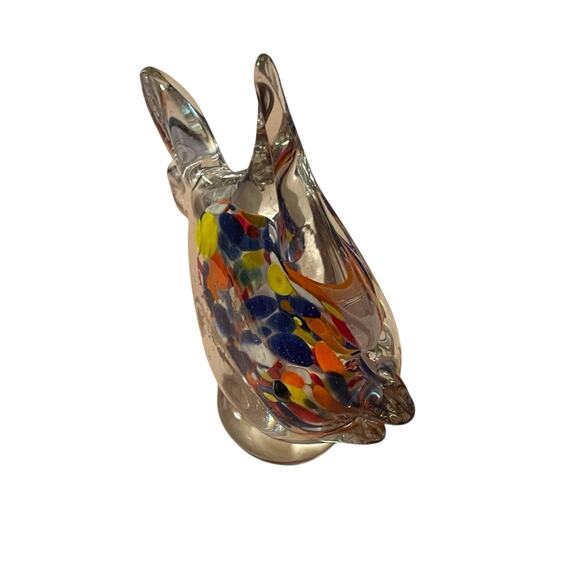 Vtg Art Glass Fish Paperweight Figurine Spotted Multi Color NANCO - 5”t 5.5”w - Picture 7 of 13